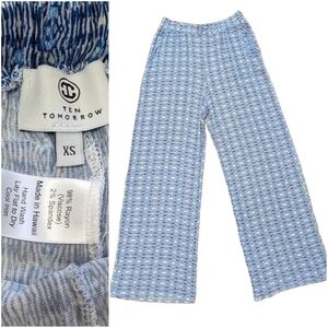 Ten Tomorrow Hawaii pants blue pattern wide leg Flowy size XS